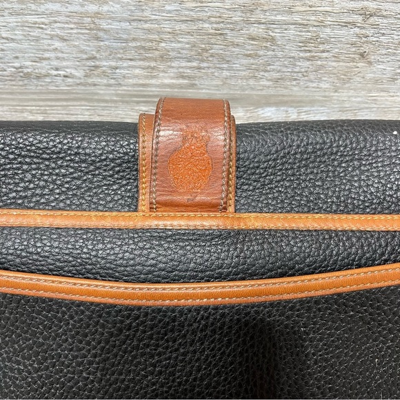 DOONEY & BOURKE Vintage Equestrian Leather Crossbody Purse Bag Black Tan - Picture 16 of 16